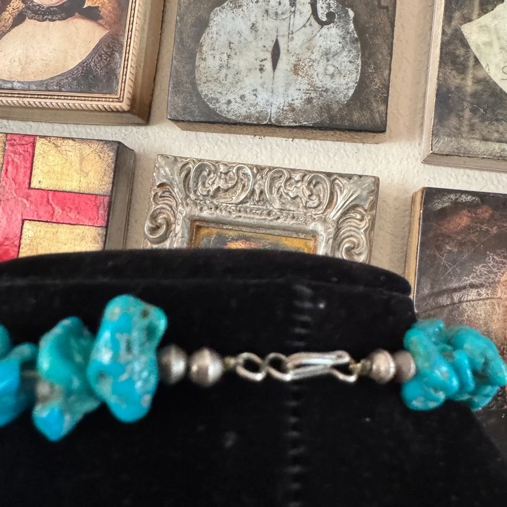 Turquoise‎ Nugget Chip Necklace 24” Long